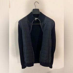 REISS Trainer Quilted Hybrid Full-Zip Jacket - Navy - Men’s M